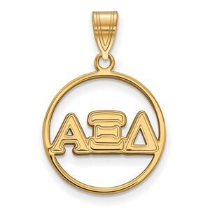 14K Plated Silver Alpha Xi Delta Medium Circle Greek Letters Pendant